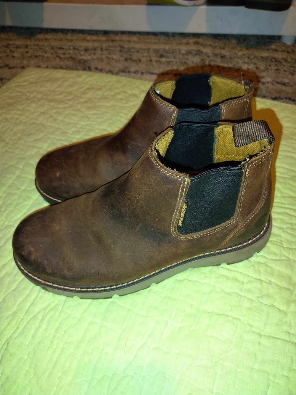 Carhartt Brown Leather Chukka Boots with Black Elastic Panels